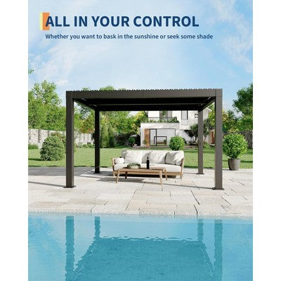 Aliuminė pergola 10×12 su reguliuojamomis lamelėmis